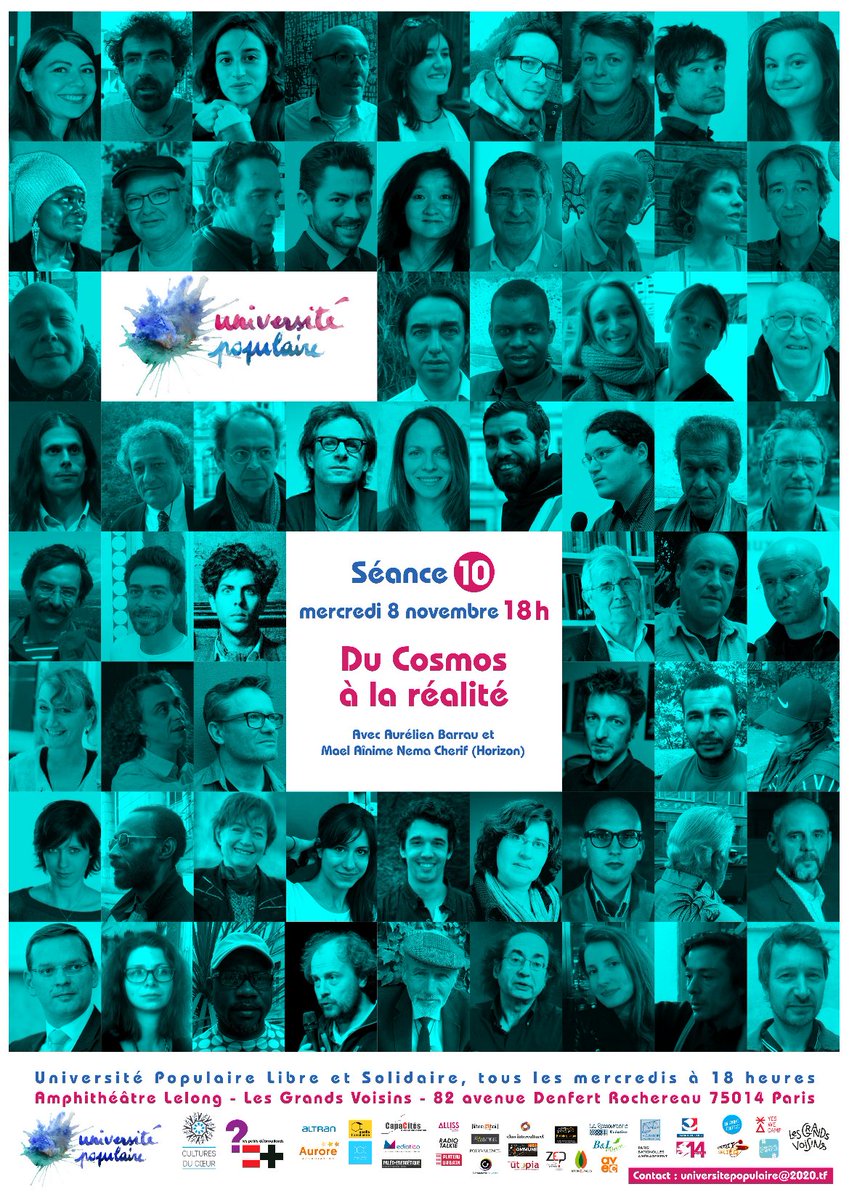 UniversitePop's tweet photo. #Universitepopulaire @AurelienBarrau @petitsdeb @CDCnationale @AssoAurore @CDCnationale #GrandsVoisins DU COSMOS A LA REALITE -- DEMAIN 18H https://t.co/GywXpIWYgh