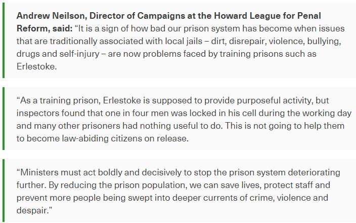 TheHowardLeague's tweet photo. Our response to today's @HMIPrisonsnews report on Erlestoke prison in Wiltshire: https://t.co/EyvHtSOrfW https://t.co/jTAAbXIZGV