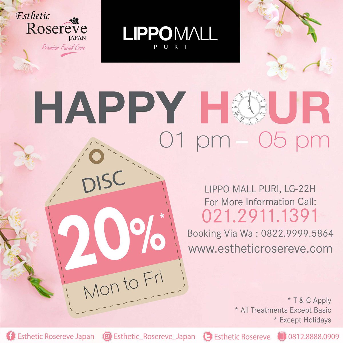 LippoMallPuri's tweet photo. Get 20% discount at Happy Hour Esthetic @RosereveJapan #LippoMallPuri! https://t.co/9toJzPfJJy