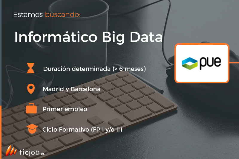<a href="/ticPUE/">PUE</a> está buscando un Informático #BigData ¿Te interesa? ¡Inscríbete YA! 🔍👀 #empleoTIC #Madrid #Barcelona ticjob.es/esp/trabajo/in…