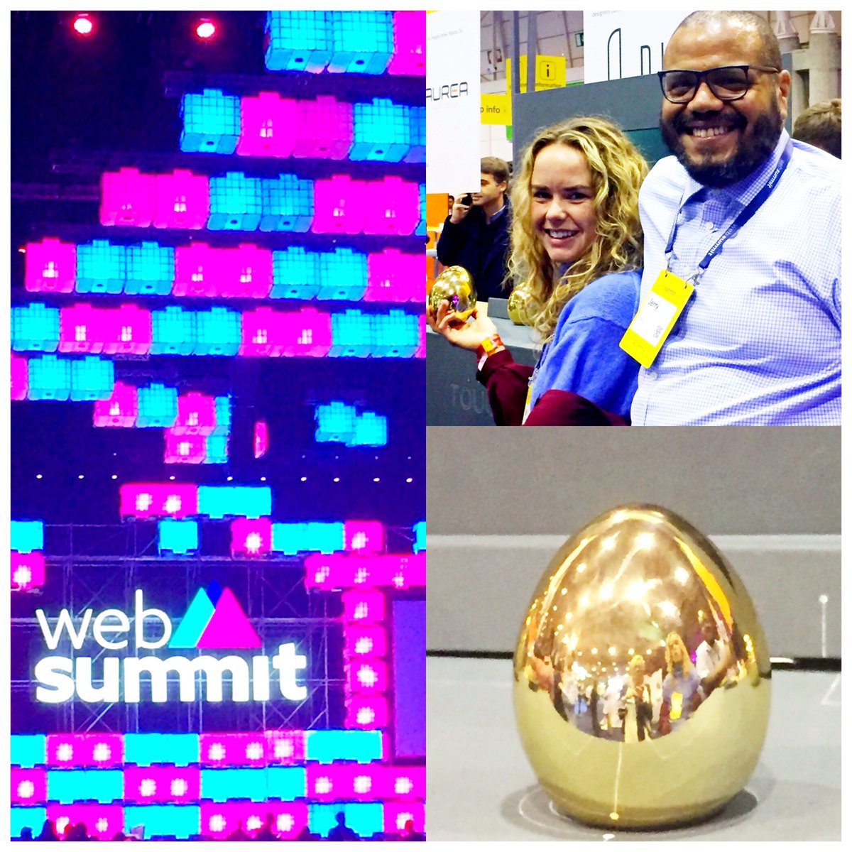s_devonshire's tweet photo. Great to see fellow @_houseofbb resident @jerrylieveld @difr_co #websummit. Check out their golden eggs if you’re there today. #innovation https://t.co/JJnYHExd2g