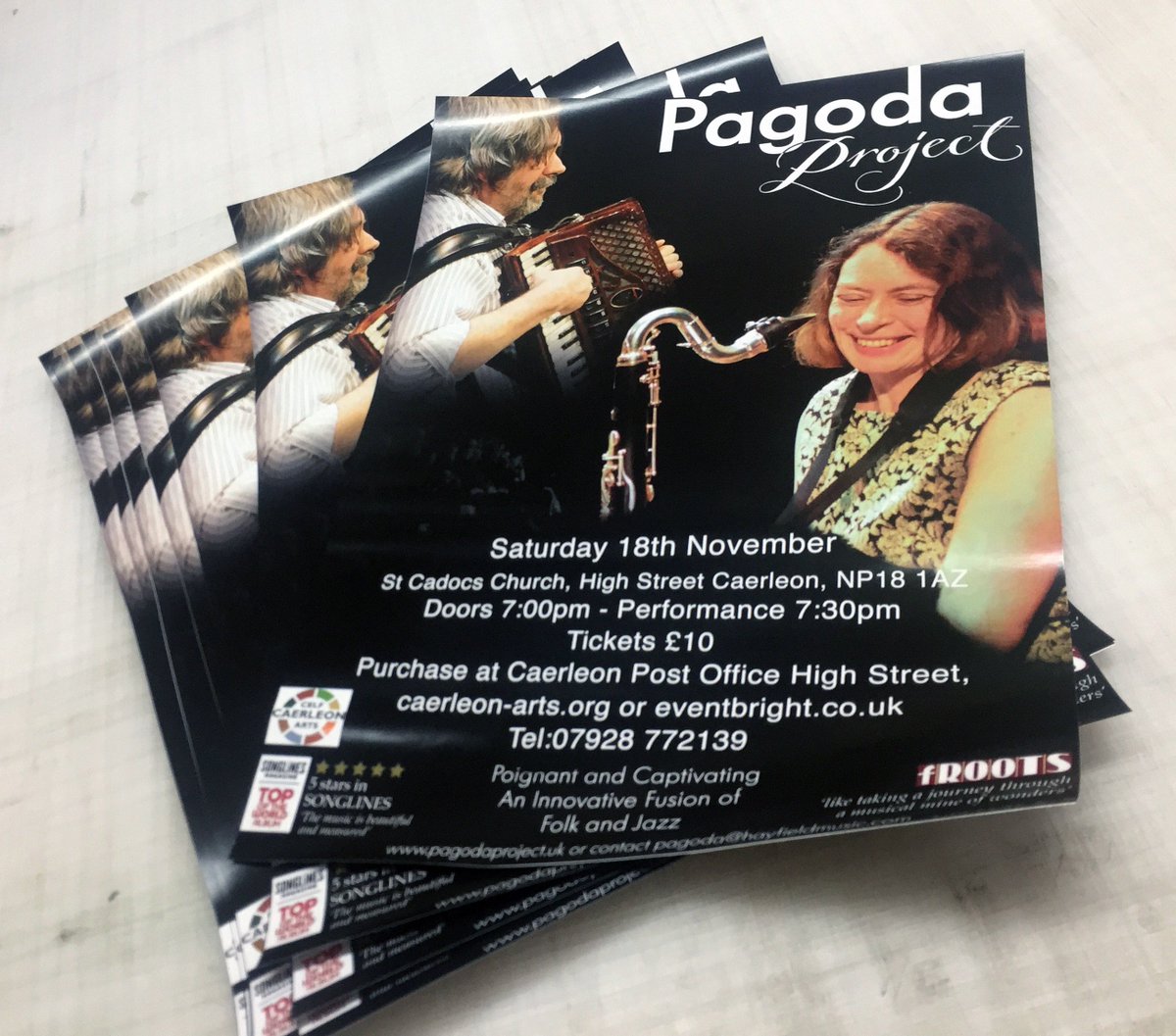Aprintanddesign's tweet photo. Printed these posters for @PagodaProject concert promoted by @CaerleonArts.

We print posters from A4 to A0 size, get in touch for details. https://t.co/nMSMqktROa