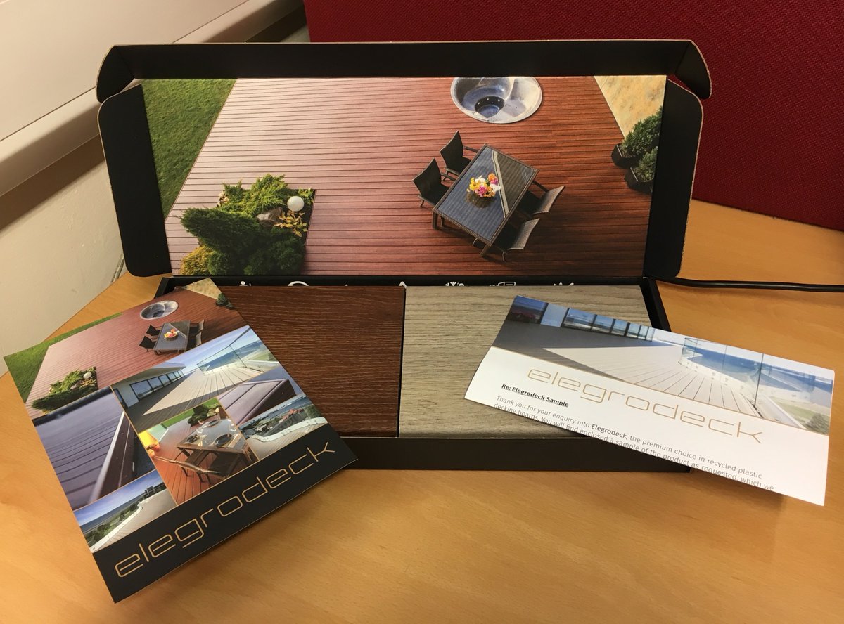 elegrodeck's tweet image. Work regularly with #decking? Request a #sample of our fully recycled plastic boards! elegrodeck.co.uk/contact/reques… #landscaping #gardening #DIY