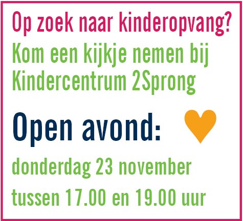 Bezoek onze kindercentra tijdens een open dag of open avond. Kijk op onze site voor meer informatie:  2samen.nl/kinderopvanglo…