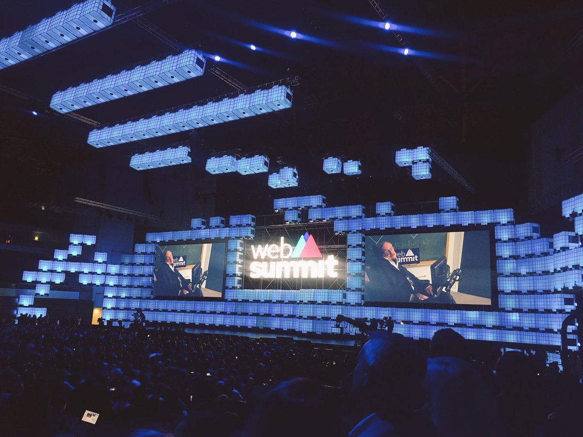 tasha_drew's tweet photo. “If gorillas can’t be granted personhood, why should #AI #robot?” Stephen Hawking live #WebSummit last night. https://t.co/gdNFNG9xLh
