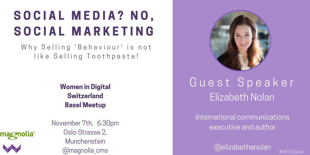 wdswitzerland's tweet photo. There's still time. Join us today 6:30pm w/ @elizabethanolan @magnolia_cms  --> Social Media Marketing >> https://t.co/nrGb7IpwGV #Basel https://t.co/vAiPT0ObWy