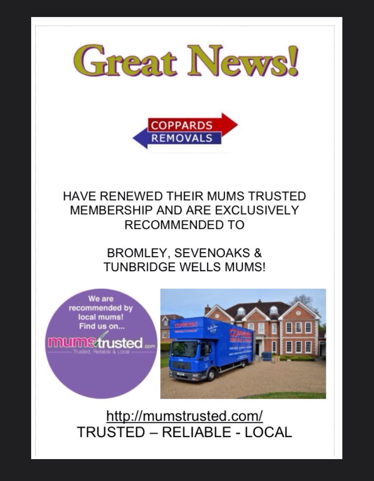 *GREAT NEWS* <a href="/CoppardsRemoval/">Coppards Removals</a> have renewed their <a href="/MumsTrusted/">MumsTrustedTraders</a> membership for #Bromley #Sevenoaks &amp; #TunbridgeWells #Mums #removals #storage🙋