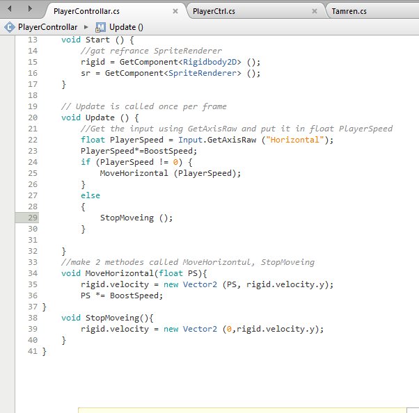 HabibiMahtab's tweet photo. Now my player can move left/right
@CodeToInspire 
#AfghanGirlsCode 
#Unity https://t.co/1eBL5czwSZ