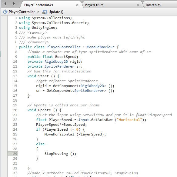 HabibiMahtab's tweet photo. Now my player can move left/right
@CodeToInspire 
#AfghanGirlsCode 
#Unity https://t.co/1eBL5czwSZ