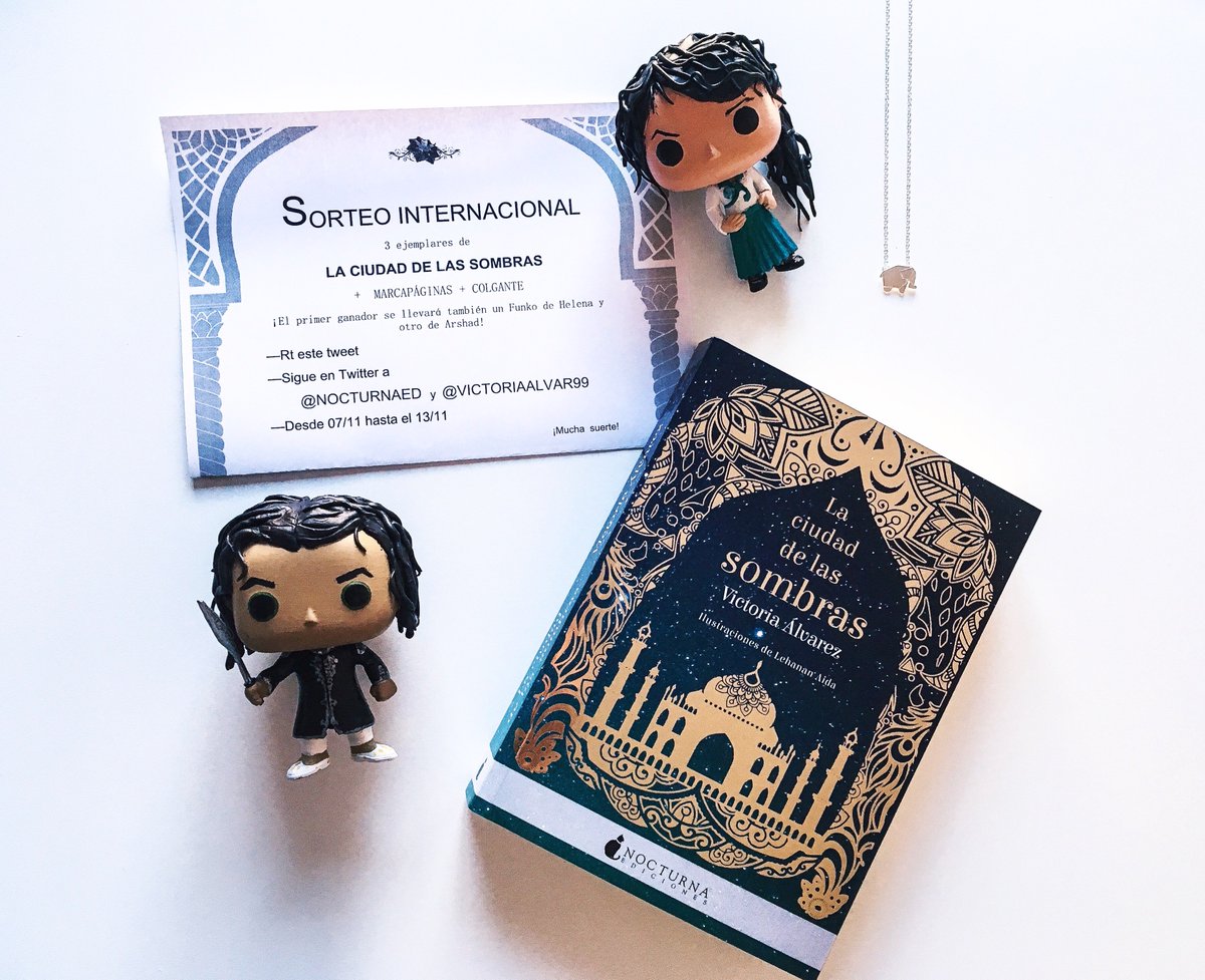 NocturnaEd's tweet photo. 📢 ¡¡¡SORTEO INTERNACIONAL!!! 3 EJEMPLARES de #LaCiudadDeLasSombras🐘 + funkos de Helena y Arshad para el ganador 1. BASES ⬇️ Hasta el 13/11 🍀 https://t.co/Q2n9LNncdb