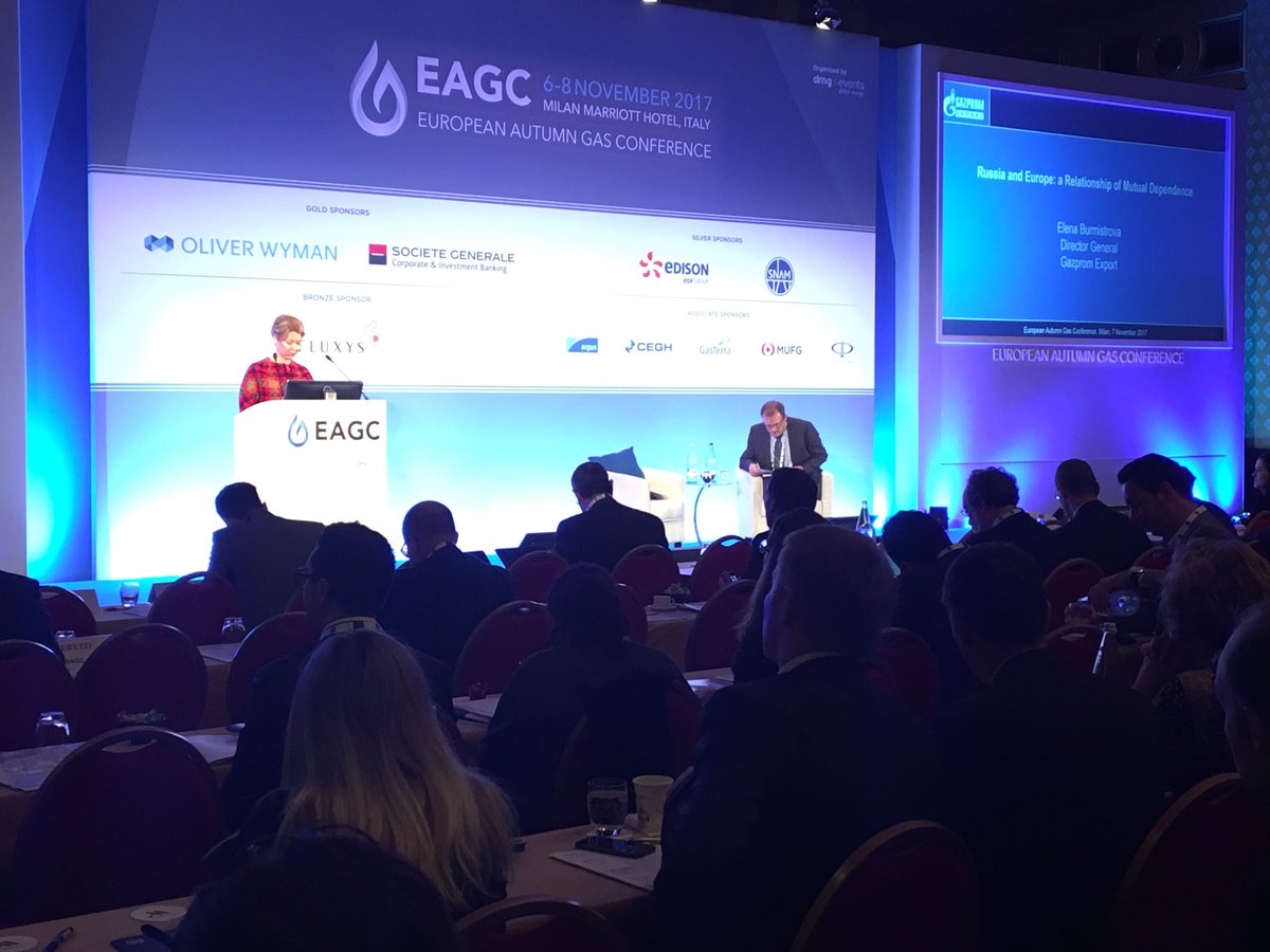 Elena Burmistrova, CEO #GazpromExport speaking about 'Russia and Europe: a relationship of mutual dependence' #gas #natgas #EAGC