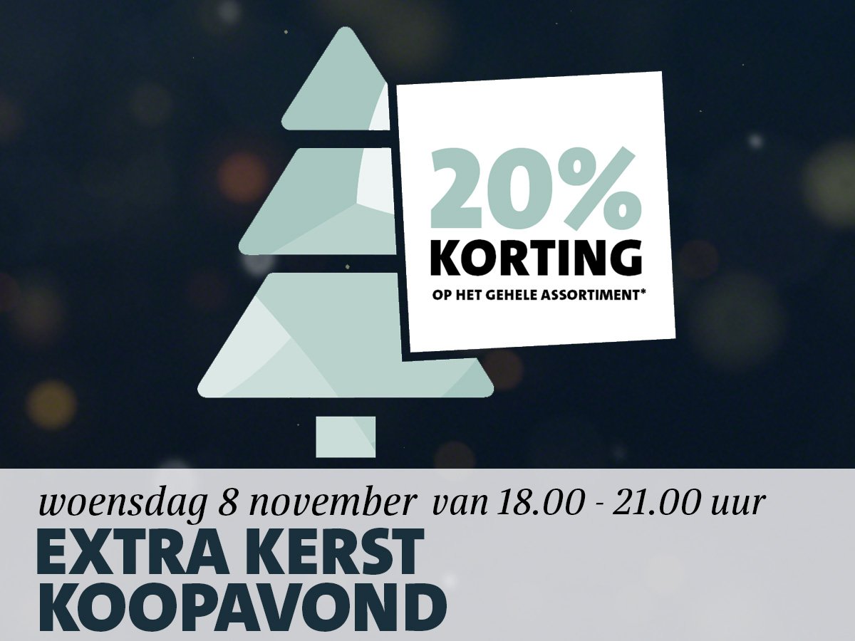 Kom a.s. woensdag (8-11) van 18.00 - 21.00 uur voordelig (kerst)shoppen! 20% korting op ons gehele assortiment! bit.ly/2j8TaLP 🎄🎄