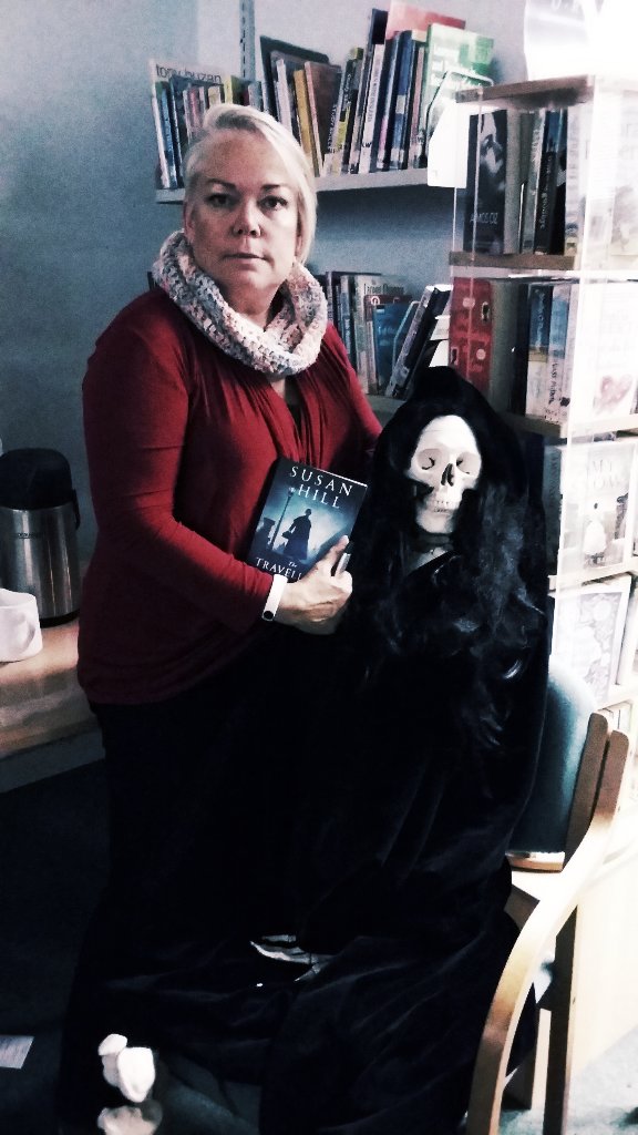 SouthbourneLib's tweet photo. "A Haunting Evening" at Southbourne Library was enjoyed by all who attended including the Woman in Black herself. #ChillsbySusanHill https://t.co/X2XfHsEqP1