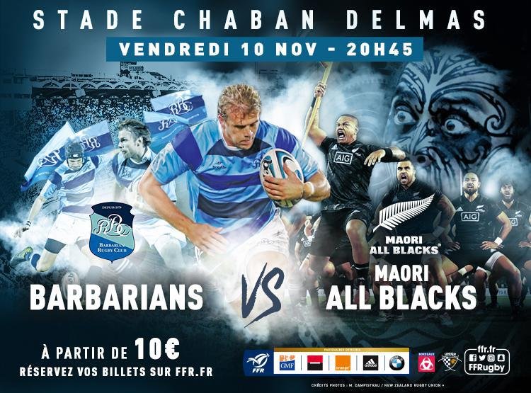 🔴 Voici la composition des @Barbarian_RC pour affronter vendredi les Maori All Blacks au stade Chaban-Delmas ! 👉🏻 ffr.fr/Equipes-de-Fra…