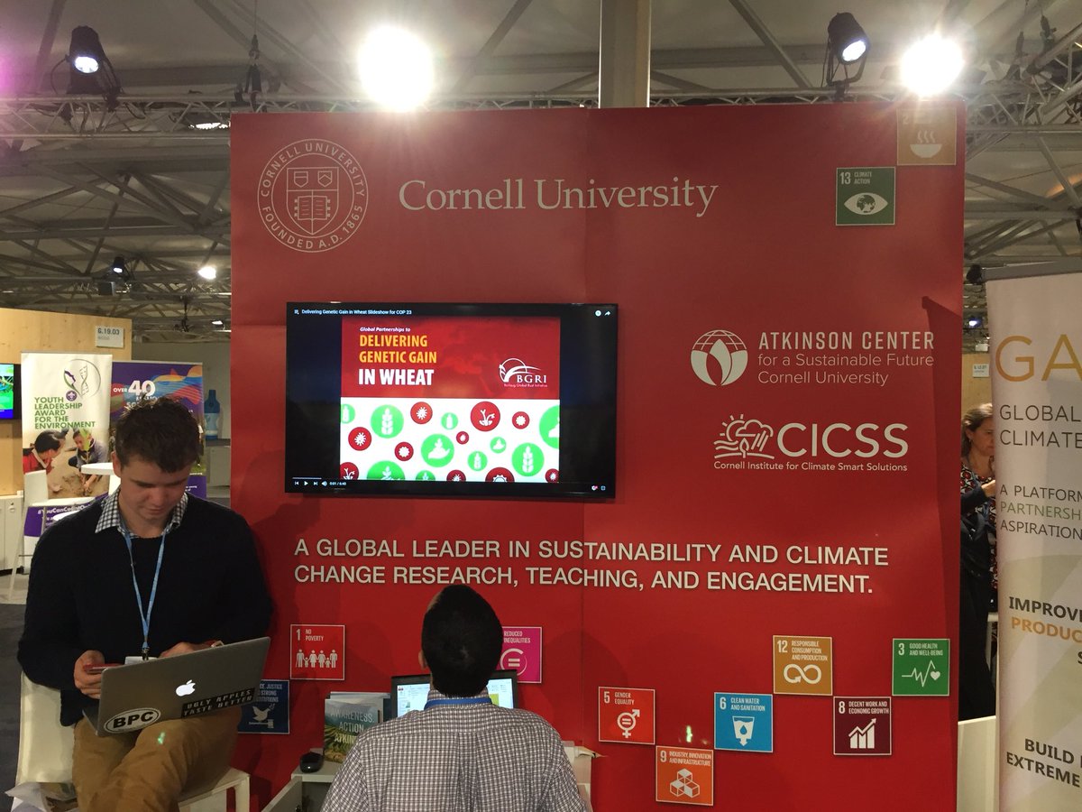 MaricelisAceve1's tweet photo. Stop by the Cornell’s exhibit to learn about our global partnerships to deliver solutions to Climate Change. #COP23 #globalrust https://t.co/sWnfo7ORwN