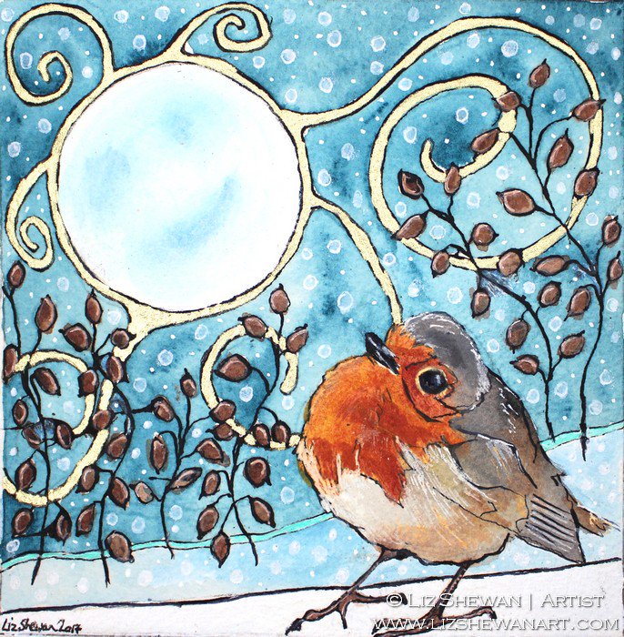 LunarTreasures's tweet photo. #Robin #magical #moonshine #bird #snowfall Scene #christmasgift Gold Leaf #limitededition by #LizShewan https://t.co/Wvj0xN3NAY via @Etsy https://t.co/UMkjkd2jFQ