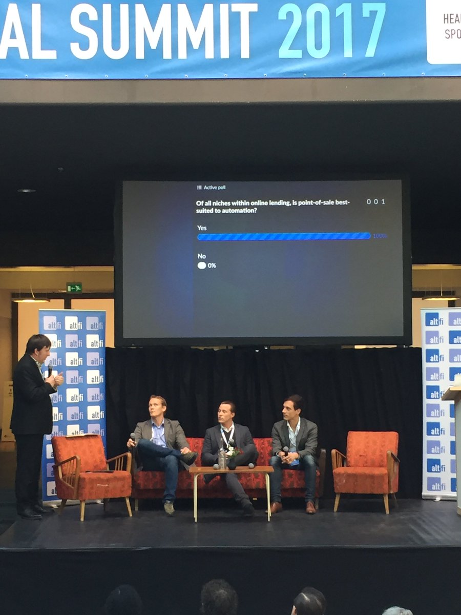 AltFiNews's tweet photo. We find out if point-of-sale is the best suited for online lending automation at #AltFiGlobal with @Klarna @Kreditech & Billie. https://t.co/WT747sTwN5