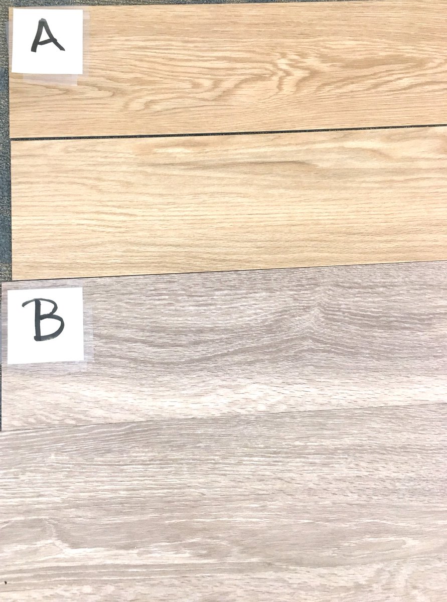 CalderMedLib's tweet photo. Vote for Calder’s flooring options on the 2nd floor! Let us know: Choice A or B? #CalderMedLib #CalderMedNewFloors https://t.co/EFMab6ECvW