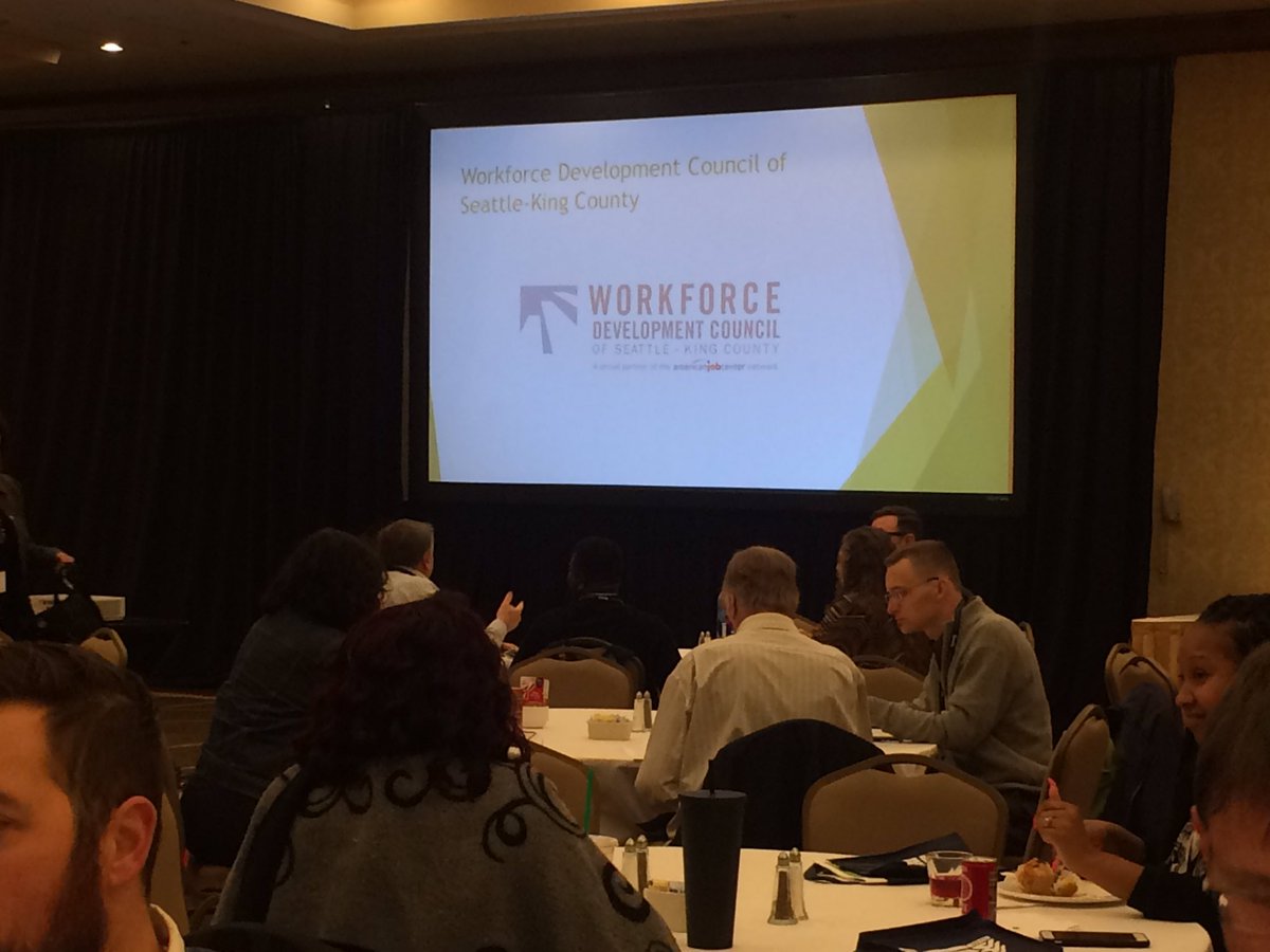 SeattleKingWDC's tweet photo. Proud sponsors of today's #WAWorkforceConf for the future of #wkdev & #WAWorkforce in our very own #Seattle & #KingCounty! Session 1 on deck https://t.co/BbmofOgydz