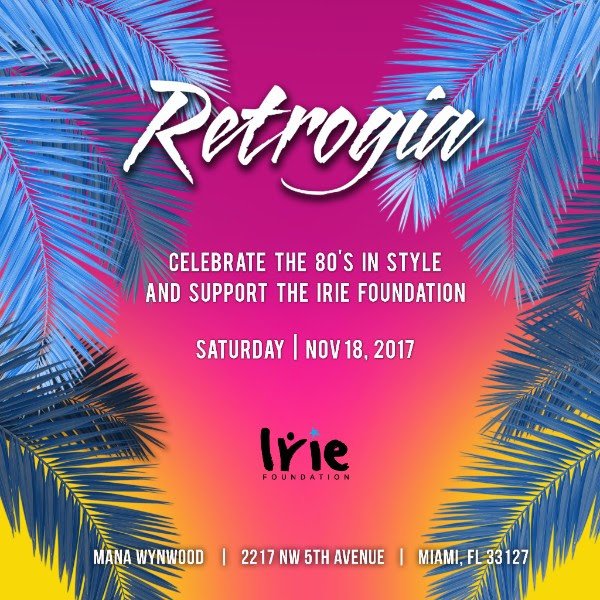 iriefoundation's tweet photo. Win a pair of tickets to @retrogia on 11/18! Tag us & #Retrogia in your 80s costume & we'll pick a winner on the 16th! 🎉 #IrieFoundation https://t.co/tdrEZ26lUY