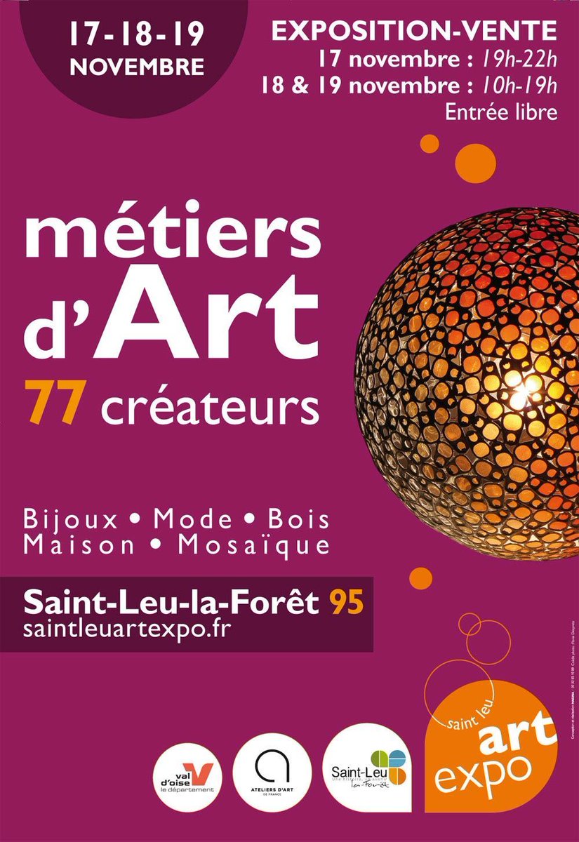 Saint_Leu_Foret's tweet photo. Du 17 au 19 novembre, les métiers d'art s'exposent à Saint-Leu #artisanat #métiersART https://t.co/PzVqYrIalI https://t.co/cXdZeMSKgS