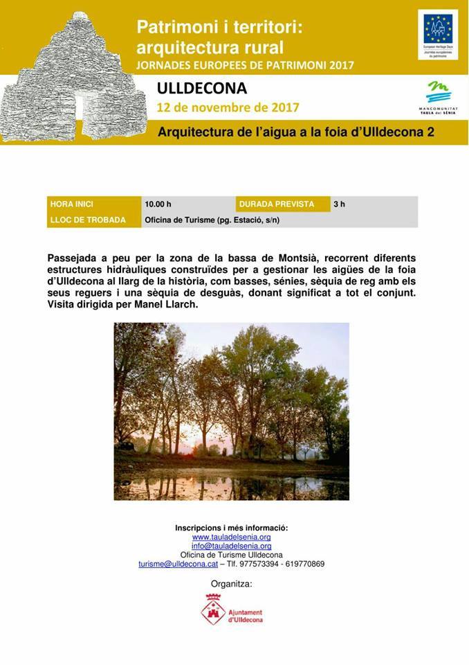NuriaVentura's tweet photo. Arquitectura de l'aigua a la Foia #Ulldecona #JornadesEuropeesPatrimoni #jep #jep17 https://t.co/gsIv1x7mKA
