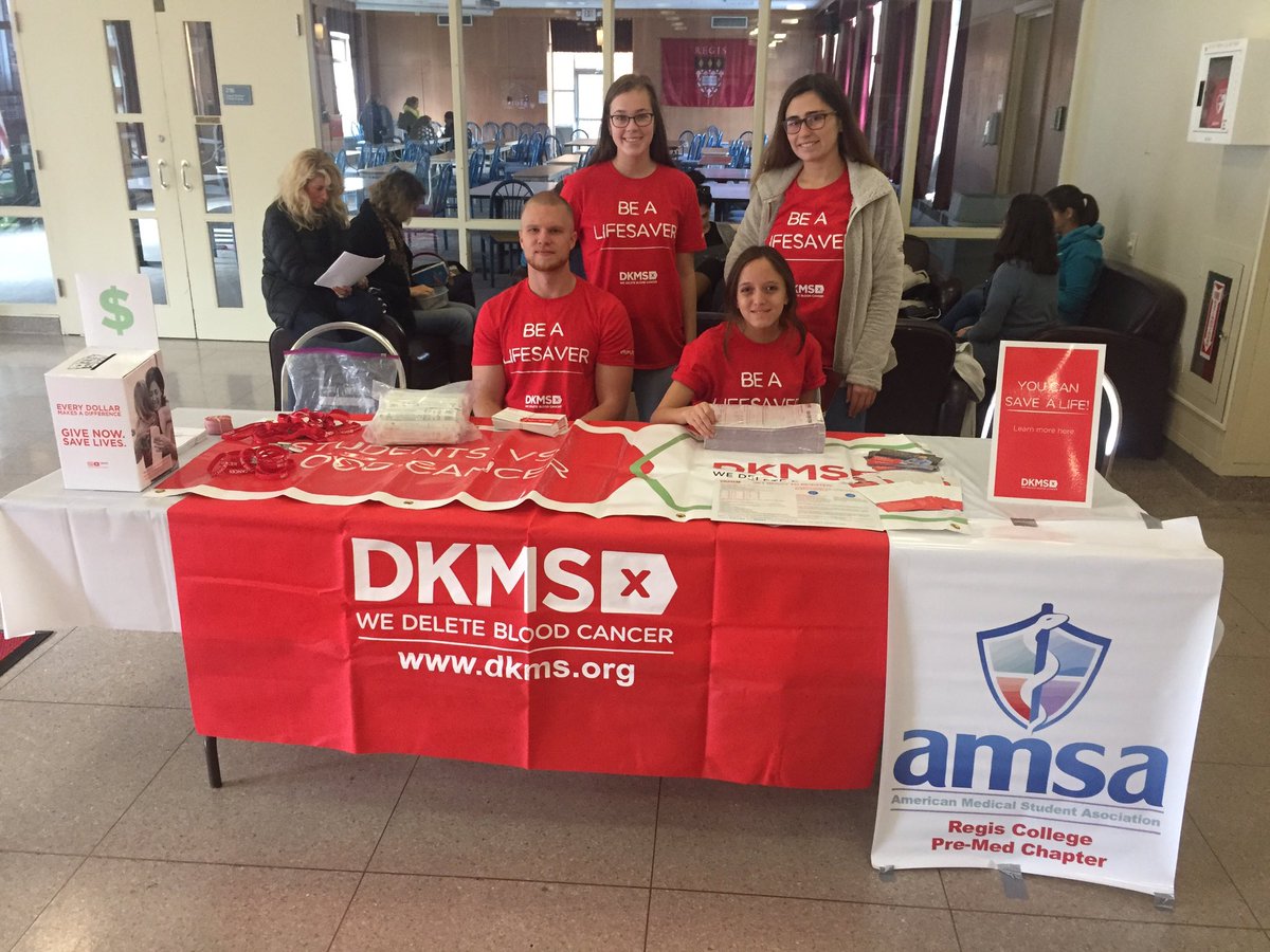 amsa_regis's tweet photo. Bone Marrow drive outside the cafeteria today from 11:30-1:30! @DKMS_us https://t.co/5w7KEPfIAi