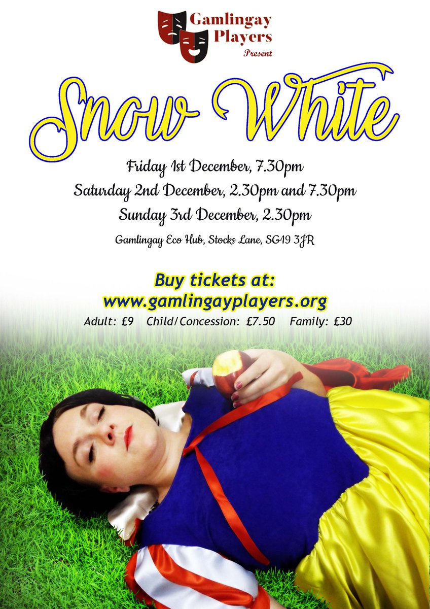 Our #panto this year is Snow White!!  Come on over to <a href="/GamlingayEcohub/">Gamlingay Eco Hub</a> at the beginning of December for a fabulous night of family fun!