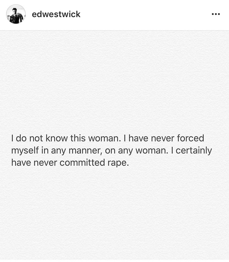 EdWestwickSpain's tweet photo. Ed Westwick se ha pronunciado en Instagram acerca de los rumores que lo acusan de violación: https://t.co/C6VDvPZ1zM