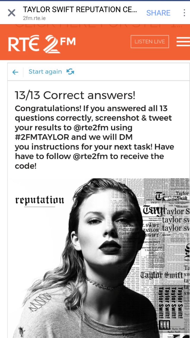 ainebrennan79's tweet photo. @RTE2fm !!! #2FMTAYLOR #13/13!!!! @RTE2fm https://t.co/kJXUQGOZgg