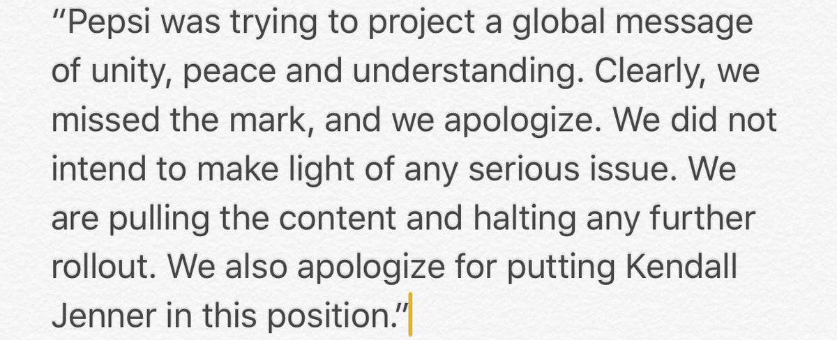 NunezsJade's tweet photo. A crisis in social media was the Pepsi/Kendal Jenner commercial remember?In which Pepsi apologized via the following statement#VALENCIASM17 https://t.co/wzCHIP37kl