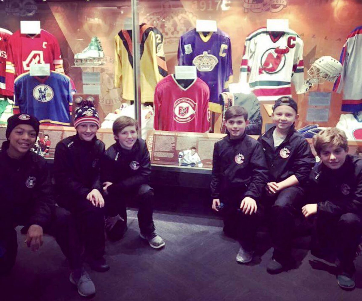 Current Cleveland Barons players paying their respects to the Cleveland Barons jersey in Toronto at the Hockey Hall of Fame!