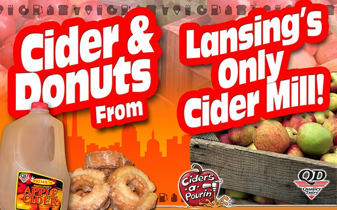 QualityDairy's tweet photo. For a better quality of life this week, drink cider and eat donuts. Your stomach will love you! #FallLiving #CiderSeason #Donuts https://t.co/hX3Yu2BVnb