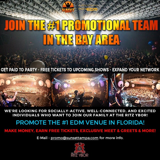 We're looking for more active and driven individuals to join the ranks of our promotional team! #SunsetEvents