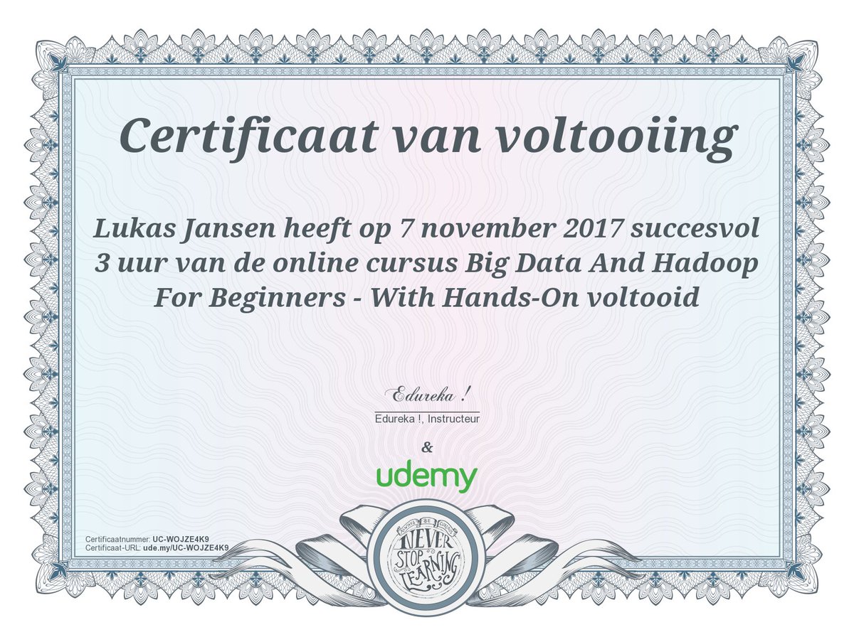 lukasjansen1998's tweet photo. succesvol een online cursus big data afgerond
#itfactory #thomasmore https://t.co/xDOiQamuzU