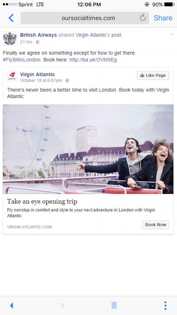 NunezsJade's tweet photo. After sharing their rivals post, British Airways tried to cover up their mistake with a little bit of humor #VALENCIASM17 https://t.co/V7VCSYBfWW