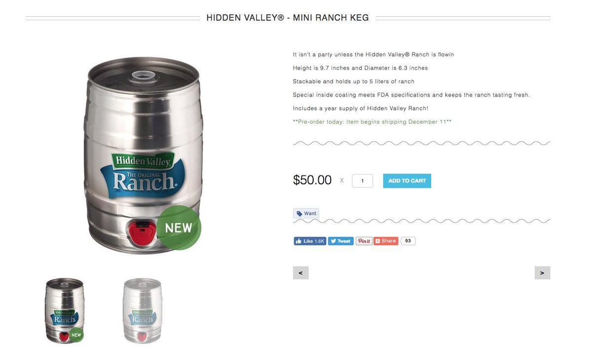 mini keg ranch dressing Hidden Valley sells ranch dressing kegs