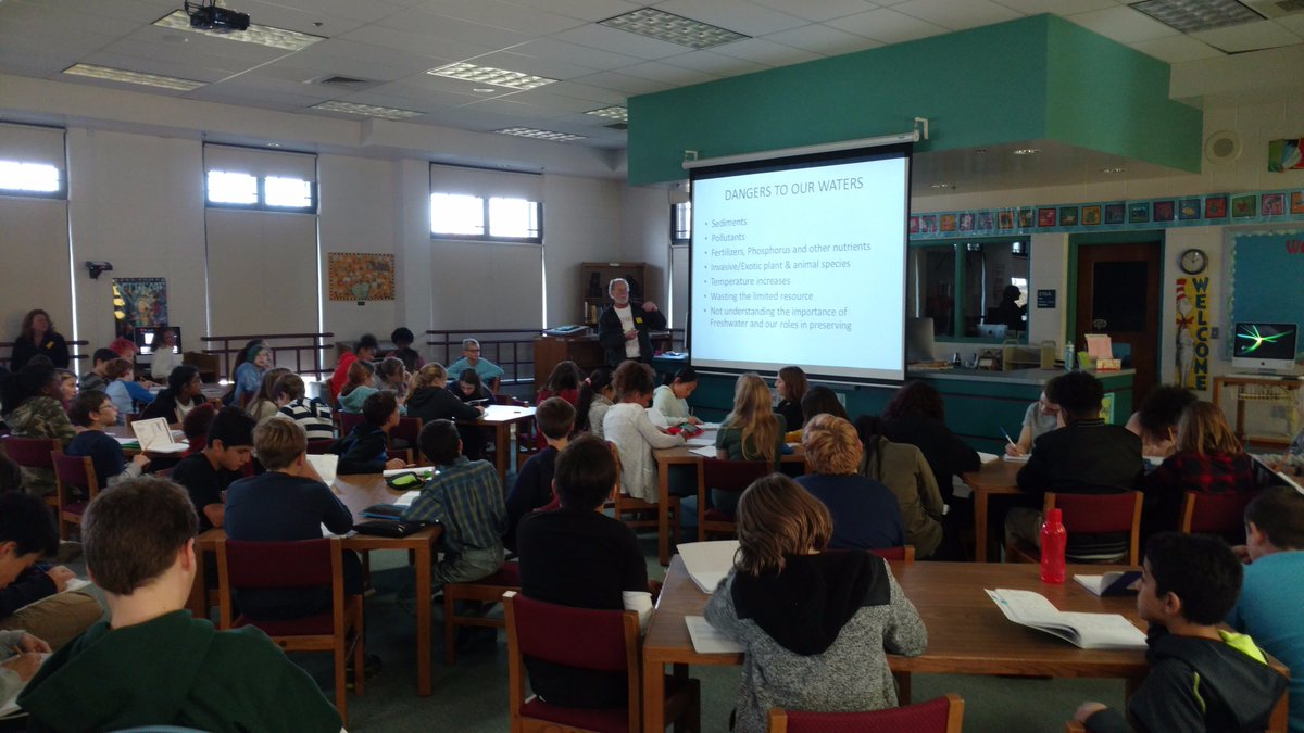 6th grade get information about their expedition on the Great Lakes from expert Kevin Haley, retired Lead Landscape Architect for MKE Cty.