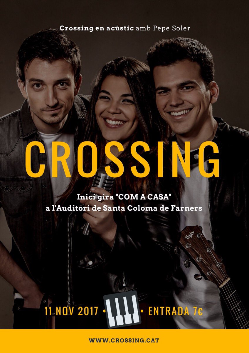 CrossingOficial's tweet photo. L’actuació d’aquest dissabte a l’auditori de Santa Coloma de Farners començarà a les 20:30h per fer-la compatible amb la manifestació de BCN https://t.co/g989Q1bLHu