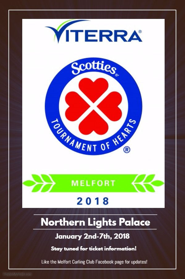 The 2018 Provincial Viterra Scotties will be in Melfort on Jan. 2nd-7th! Follow us on Twitter or Facebook at facebook.com/ScottiesProvCu… #melfortscotties #curlsask