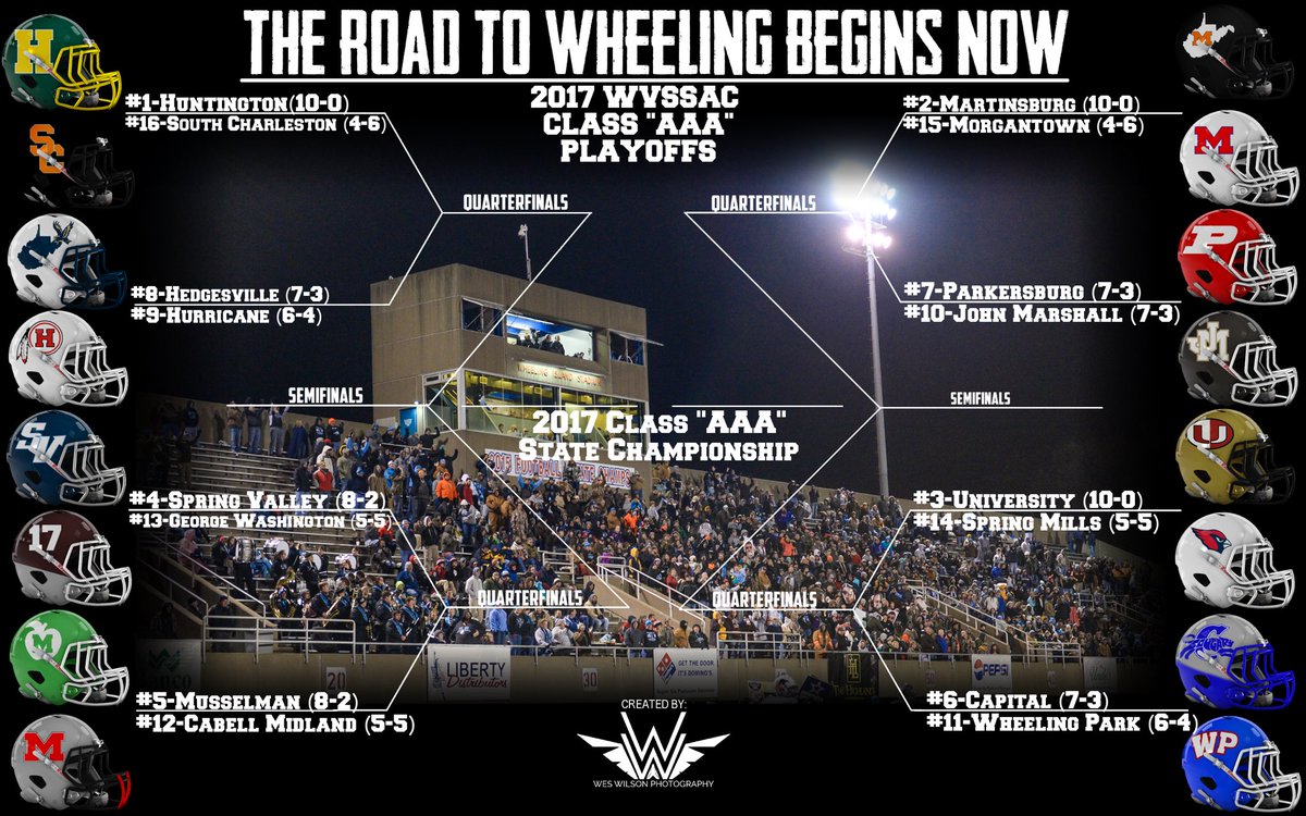 Class “AAA”; Here’s your road to Wheeling! RT if your team is in the field of 16 teams! 🏈🏆#wvprepfb #RoadToWheeling