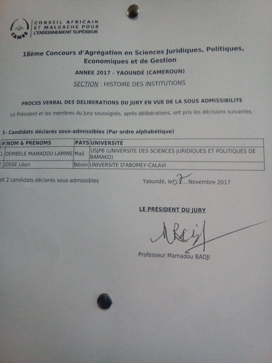Uy2Soa's tweet photo. Résultats au terme de la 1ere étape section histoire des institutions

#ConcoursSJPEG2017 https://t.co/HlXlV0tgSp