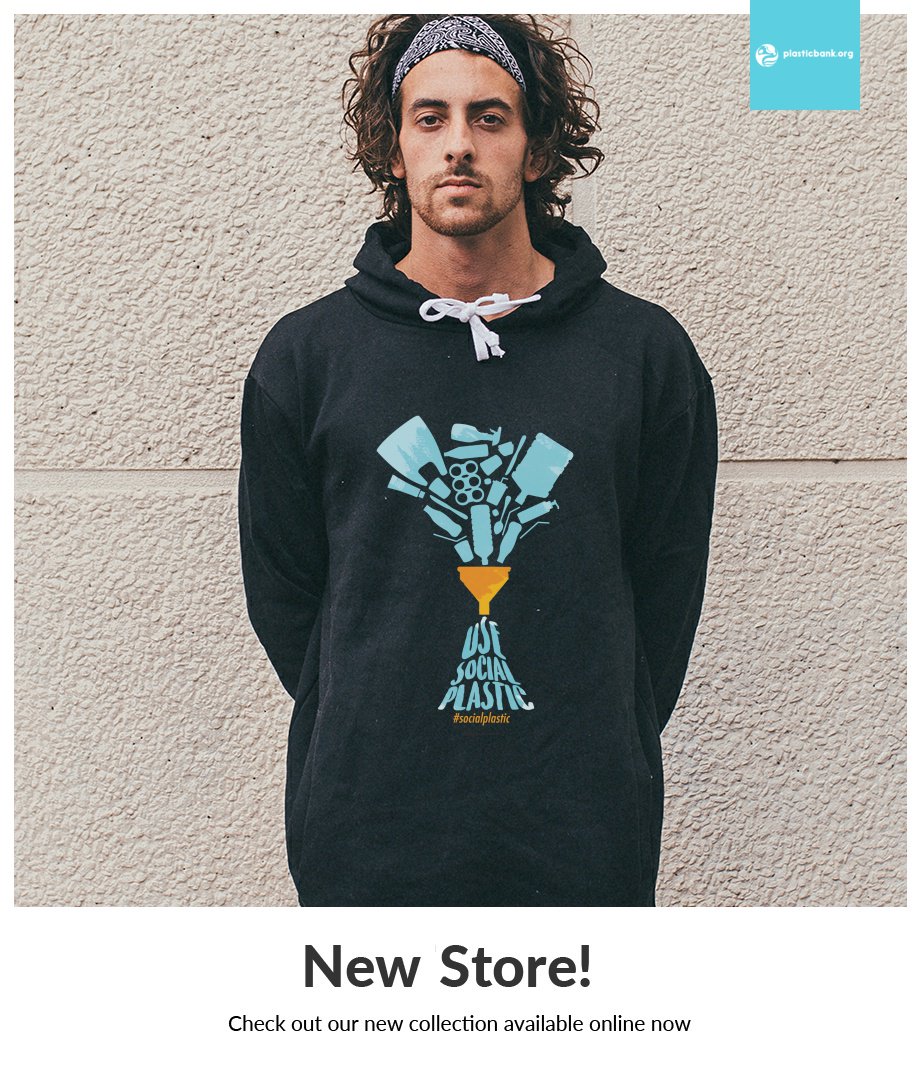 PlasticBank's tweet photo. Our NEW online store is here! Every purchase keeps 1000 bottles of plastic waste OUT OF OUR OCEANS!! #Socialplastic https://t.co/3pPCgW0aSi https://t.co/McLnWKPuqV
