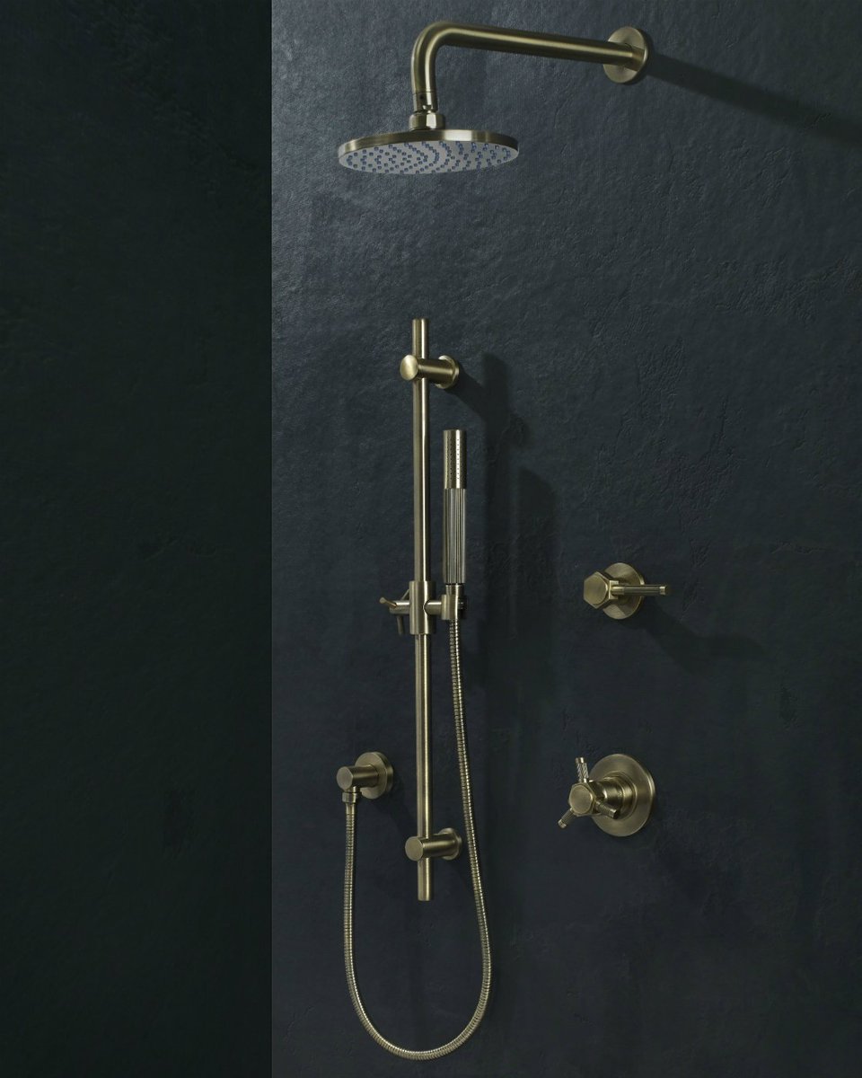 watermarkbklyn's tweet photo. Featuring exquisite detailing with linear knurling and hex nut-styled handles, our Sutton shower set is visually and tactically appealing. https://t.co/zRewRKvSSP