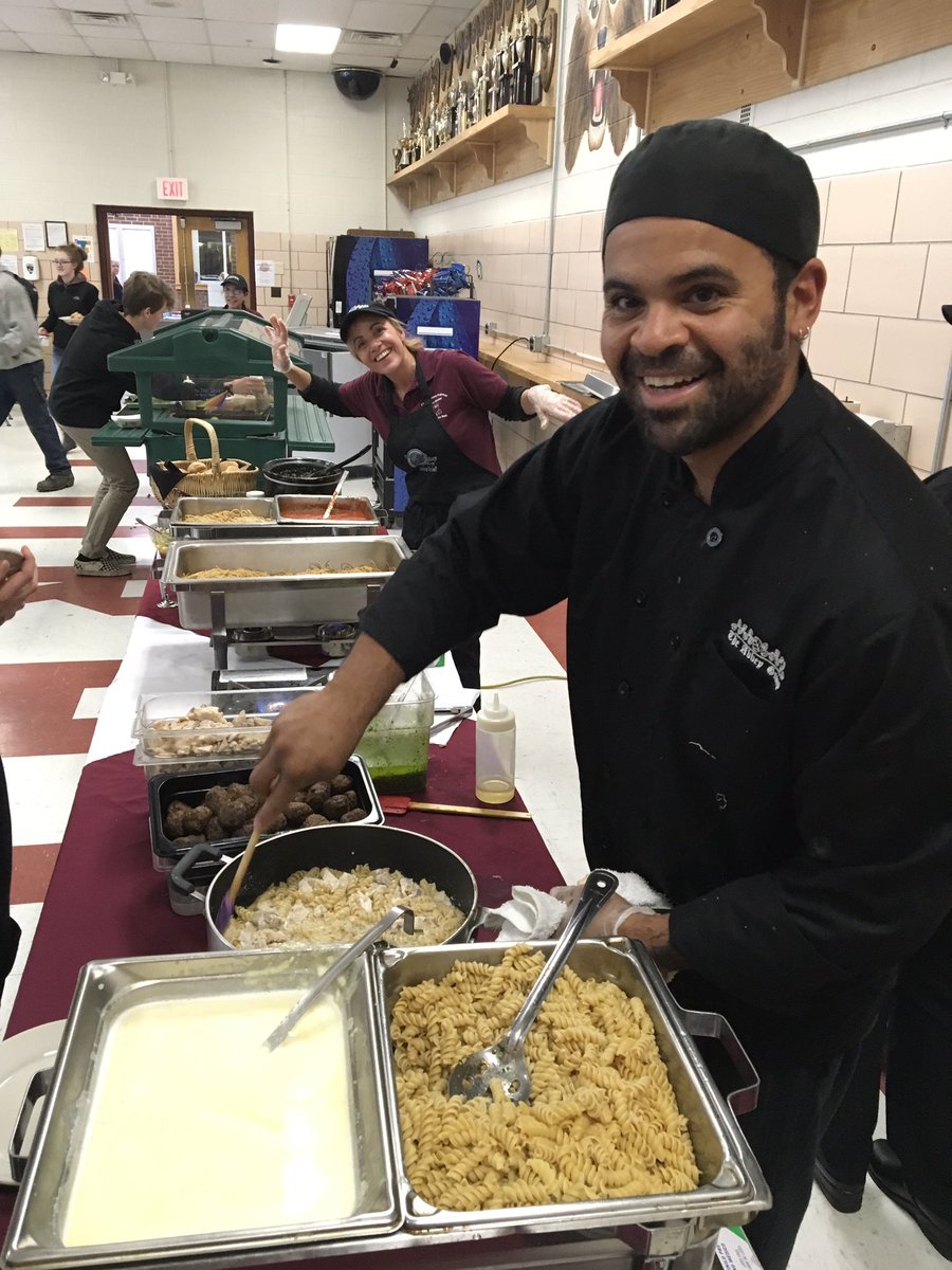 Pasta buffet with the guest chef is a big hit!