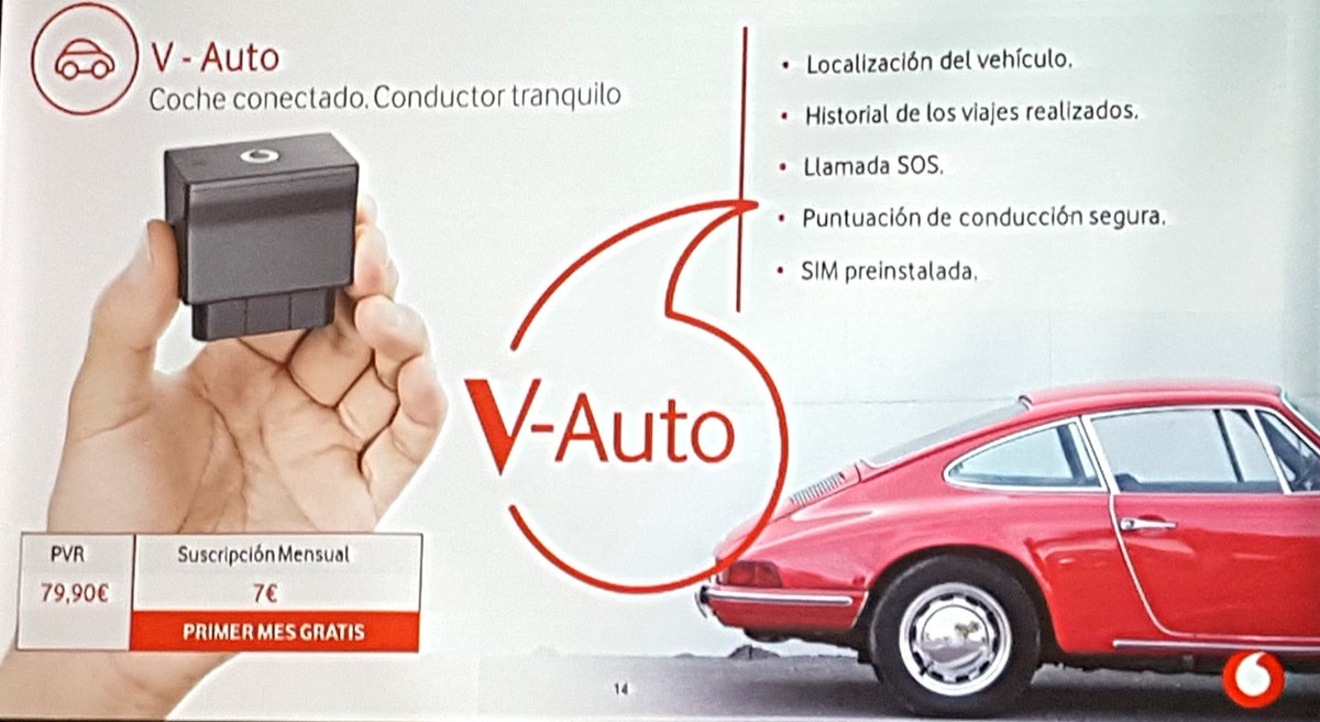 NeeoTV's tweet image. #VbyVodafone SIM IoT preinstalado también en V-Auto, que incluye #AutoSOS y puntuación de conducción segura.