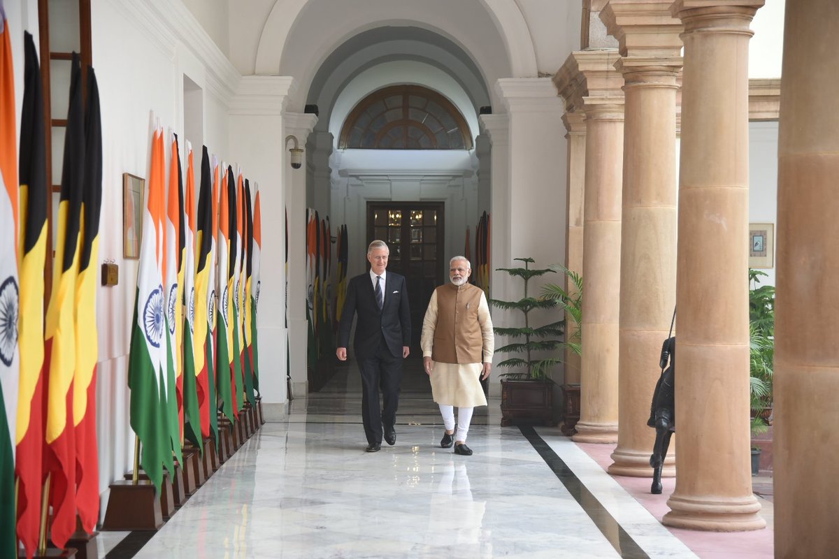 narendramodi's tweet photo. Held talks with HM the King of the Belgians. India cherishes the ties with Belgium &amp; we look forward to diversifying bilateral cooperation. https://t.co/G9tZxzsxCr