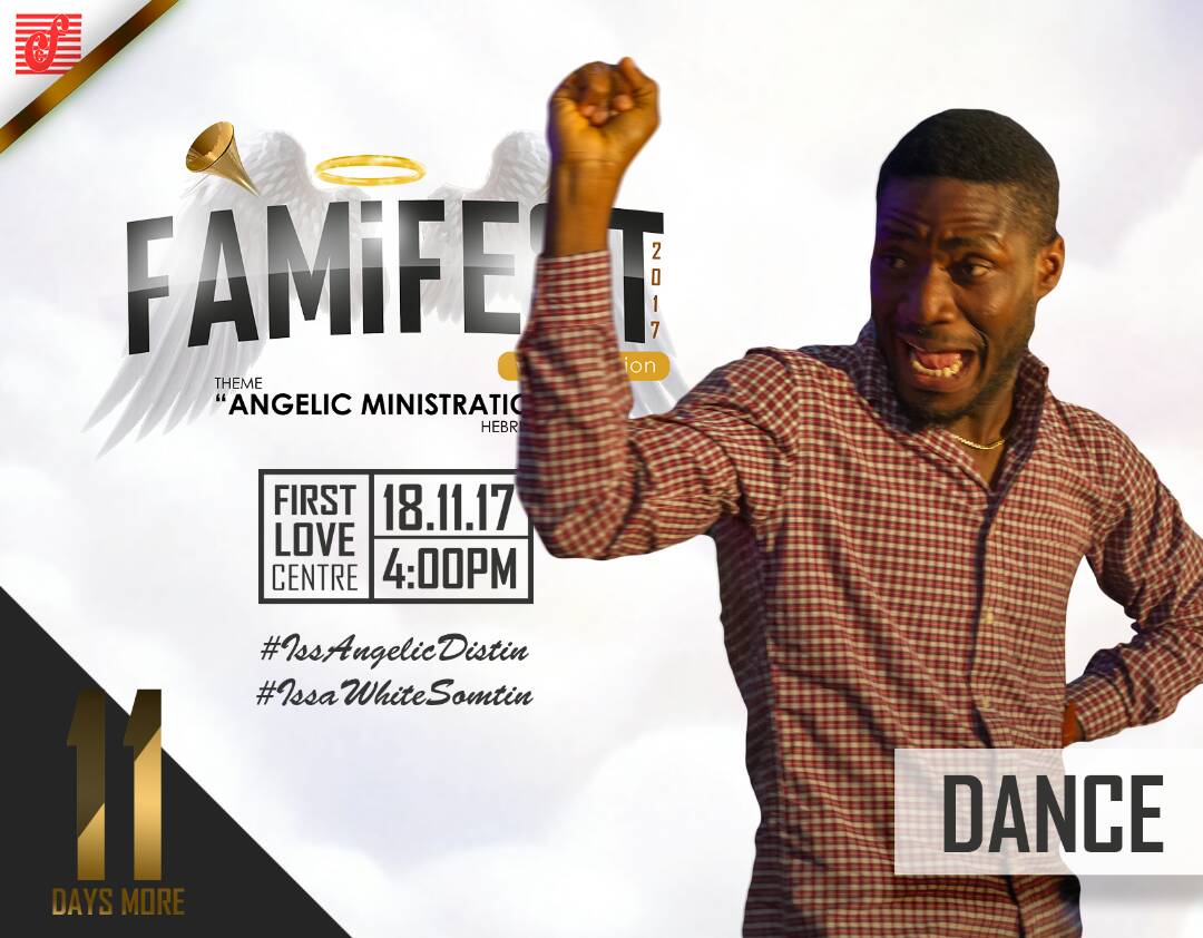 kojo_asuimani's tweet photo. Hohohoooo!! The countdown is on!! 11 days to Go. It's #FamiFest happening at First Love Centre, UPSA. You don't wanna miss
#IssAngelicDistin
#IssawhiteSomtin https://t.co/p89hAIkO7v
