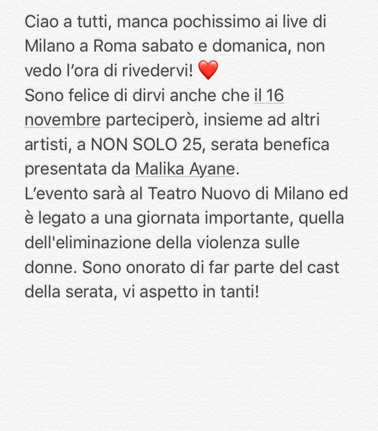ThomasOfficial's tweet photo. Vi aspetto il 16 Novembre al Teatro Nuovo di Milano. 
Insieme, contro la violenza sulle donne. 👫❤️
Biglietti QUI >> https://t.co/02JOPZlpVn https://t.co/7Qp2Tg4PR9