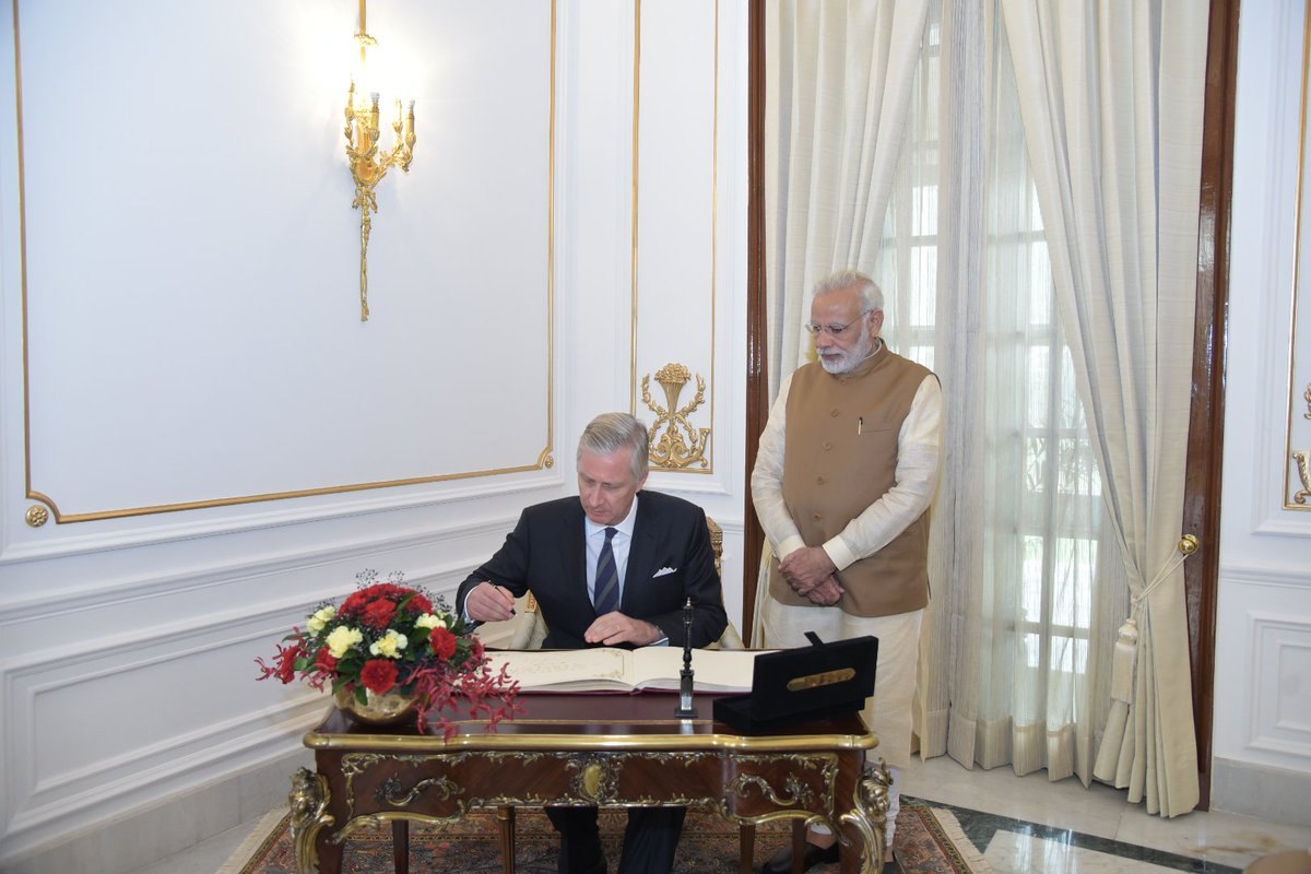 narendramodi's tweet photo. Held talks with HM the King of the Belgians. India cherishes the ties with Belgium &amp; we look forward to diversifying bilateral cooperation. https://t.co/G9tZxzsxCr